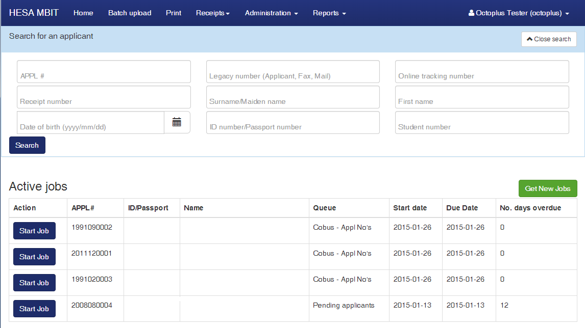 List of Applicants on New MBIT System